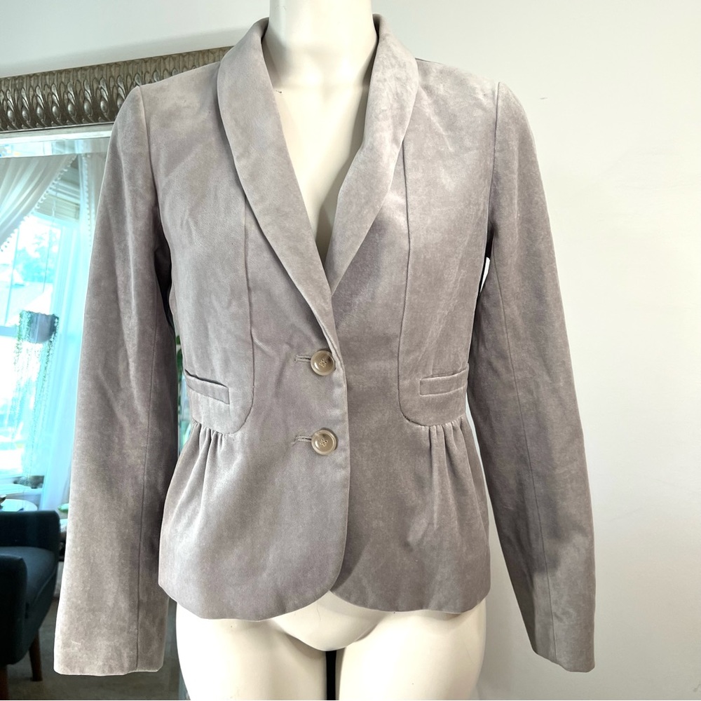 Velvet Blazer Women’s Size 2 Gray Hourglass Silhouette J Crew Soft Satin Lined